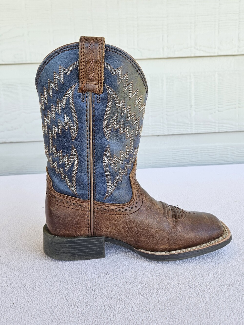 Ariat Little Tycoon Square Toe Western Cowboy Boots Toddler SZ 10 Brown - Picture 4 of 12